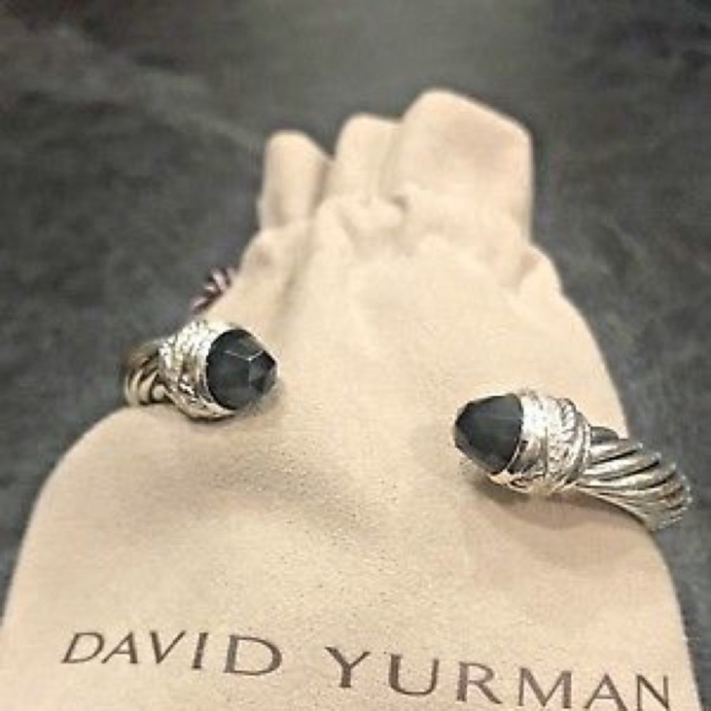 David Yurman 7mm Crossover Diamond Bracelet Onyx - Picture 5 of 5